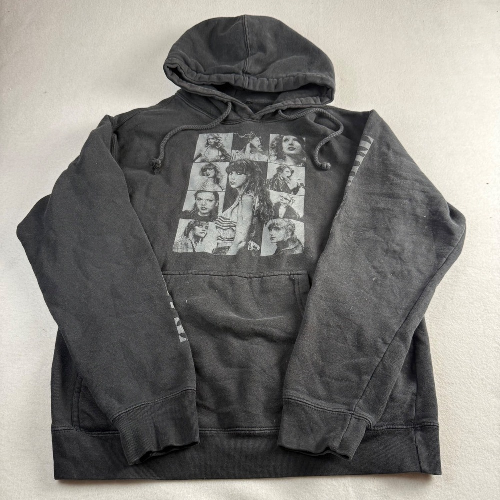 Taylor Swift The Eras Tour Hoodie Washed Black Charcoal Tour Dates Size S